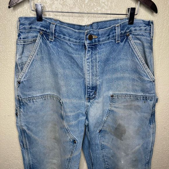 Carhartt Double Knee Denim Pants Loose Original Fit Size 36 - Picture 2 of 7
